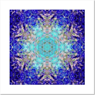 Digital Mandala Blue Purple and White Posters and Art